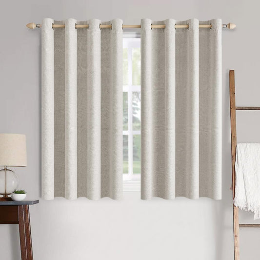MIULEE Blackout Curtains - 100% Thermal Insulated Linen Textured Drapes | Cream White, 52 x 45 Inch (2 Panels)