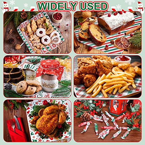Christmas Wax Paper Sheets 12x12 Inch Food Wraps & Basket Liners - 240 Pack