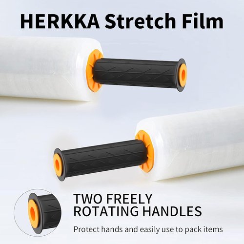 HERKKA Stretch Film - Industrial Strength Moving Wrap with Handles - 15" x 1000 Feet, 3 Pack, 60 Gauge