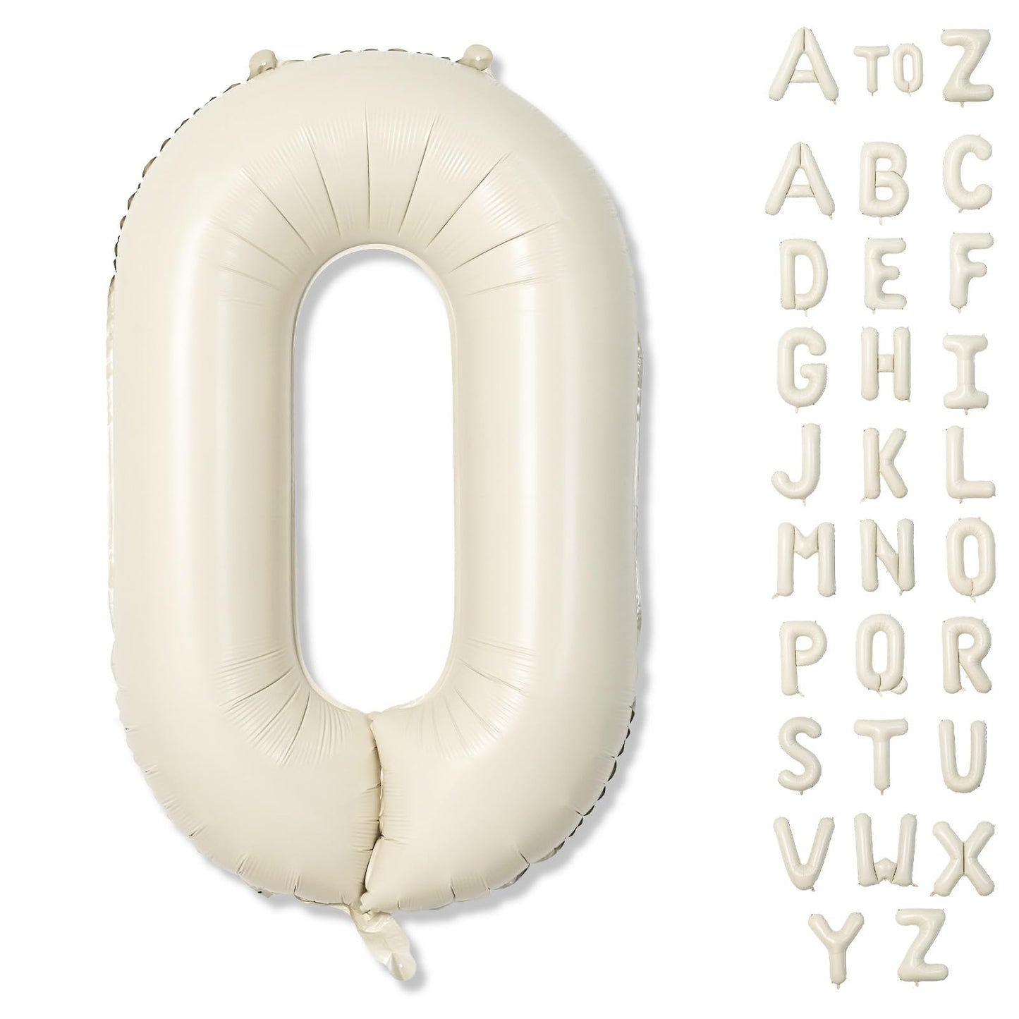 Custom 40 Inch Giant Foil Letter Balloons for Women's Birthday Party - Cream White Beige O, Helium Self Inflating Mylar Alphabet