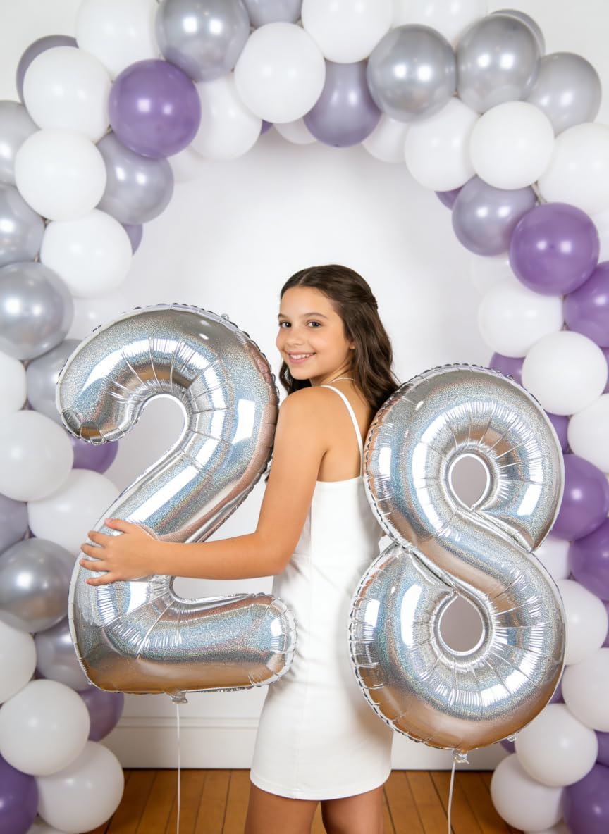 Laser Silver 40-Inch Number Balloon - 0 Number Balloons for Birthday Decorations & Party Supplies