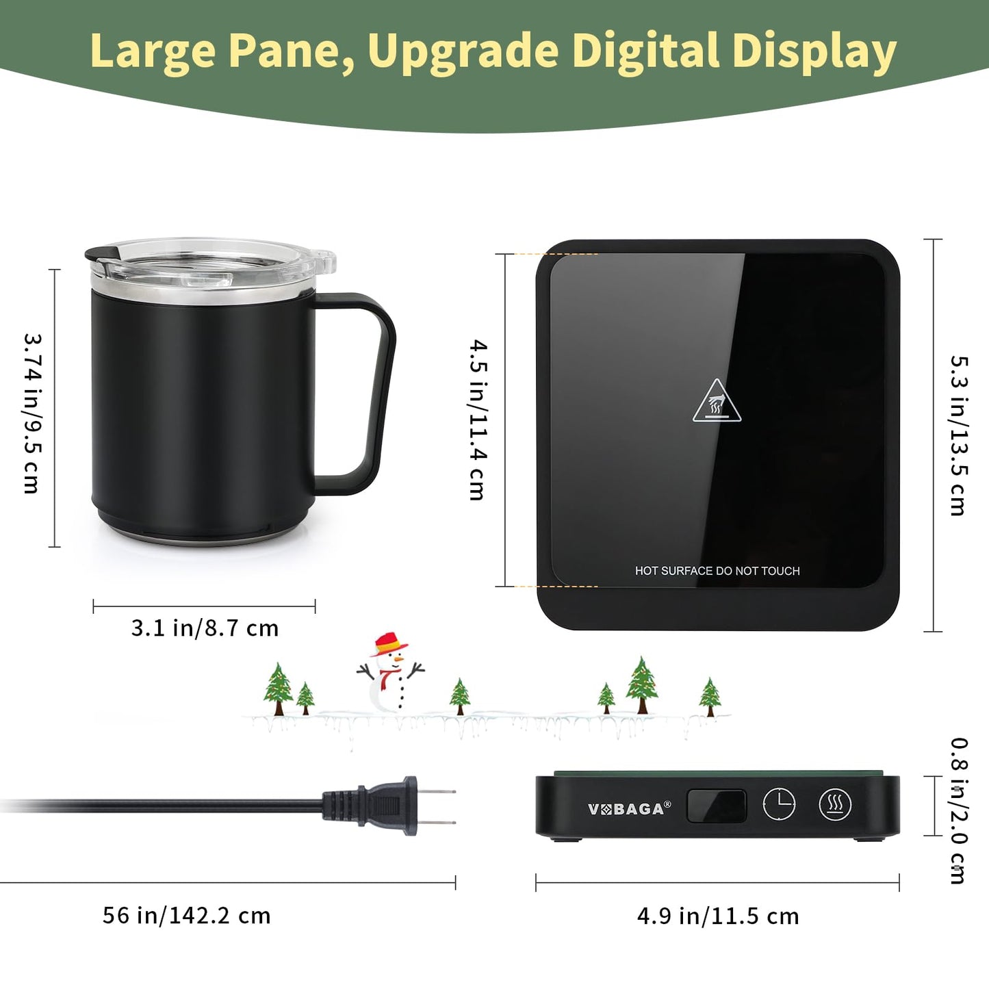 VOBAGA Mug Warmer with 15oz Mug Set, Smart Coffee Mug Warmer for Desk with 5 Temp Settings & 2-12H Auto Shut Off, Coffee Warmer for Candles, Coffee, Cocoa, Milk, Best Coffee Gifts for Men Women