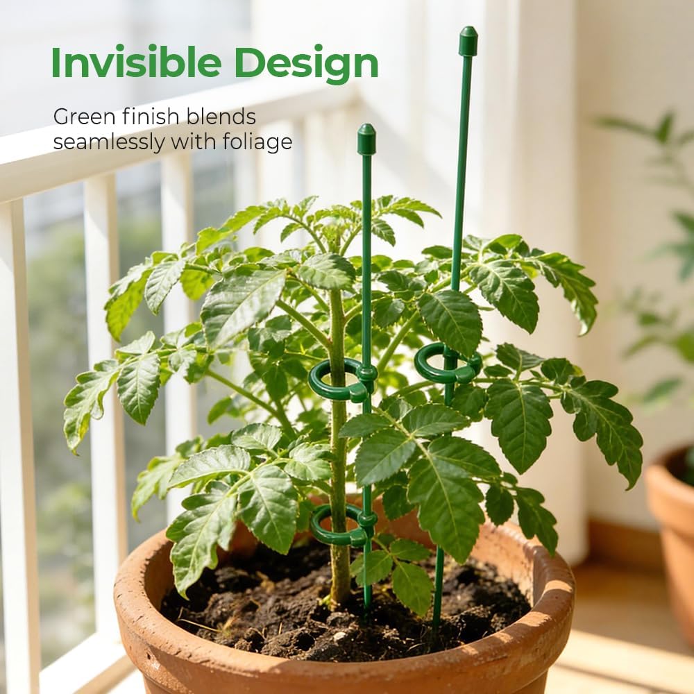 Skiennix Plant Stakes - Adjustable Clips for Indoor/Outdoor Plants | 10.62 Inches, Prevents Collapse