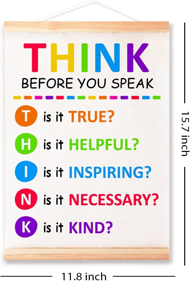Think Before You Speak Poster - Therapy Counseling Office Wall Decor | 16x12in Mental Health Art