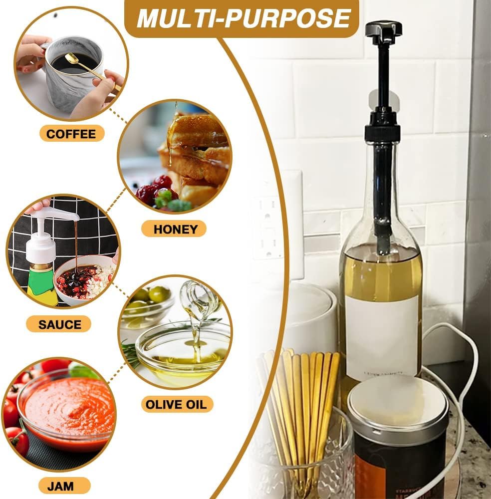24 pcs Syrup Pumps with Cap to Avoid Dripping, Leak Proof Coffee Syrup Dispenser, Fits 25.4 Oz/750ml Coffee Flavoring Syrup Bottles, Great for Home & Coffee Bar Drinking Mixes, Cocktails, Beverage