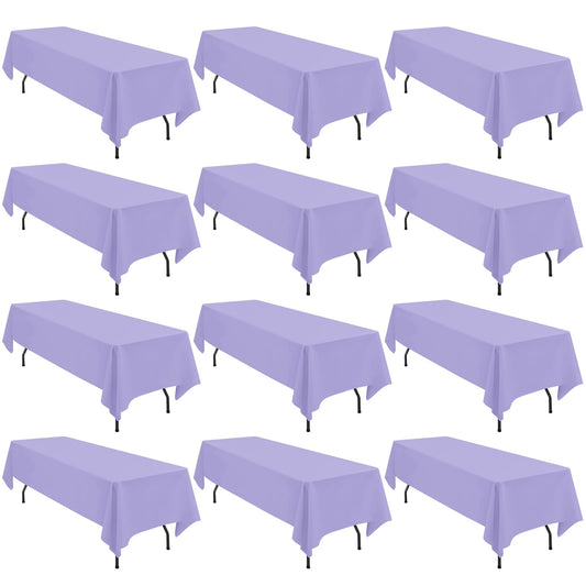 Fani 12 Pack 90 Inch Beige Polyester Round Tablecloths, Modern Style, Stain Resistant, Machine Washable, Perfect for Wedding, Banquet, Birthday Party, Camping, Everyday Use
