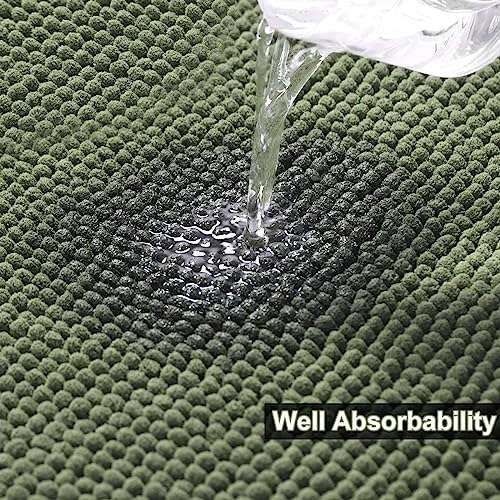 Urvoix Sage Green 3-Piece Bathroom Rug Set Non-Slip Chenille Bath Mat