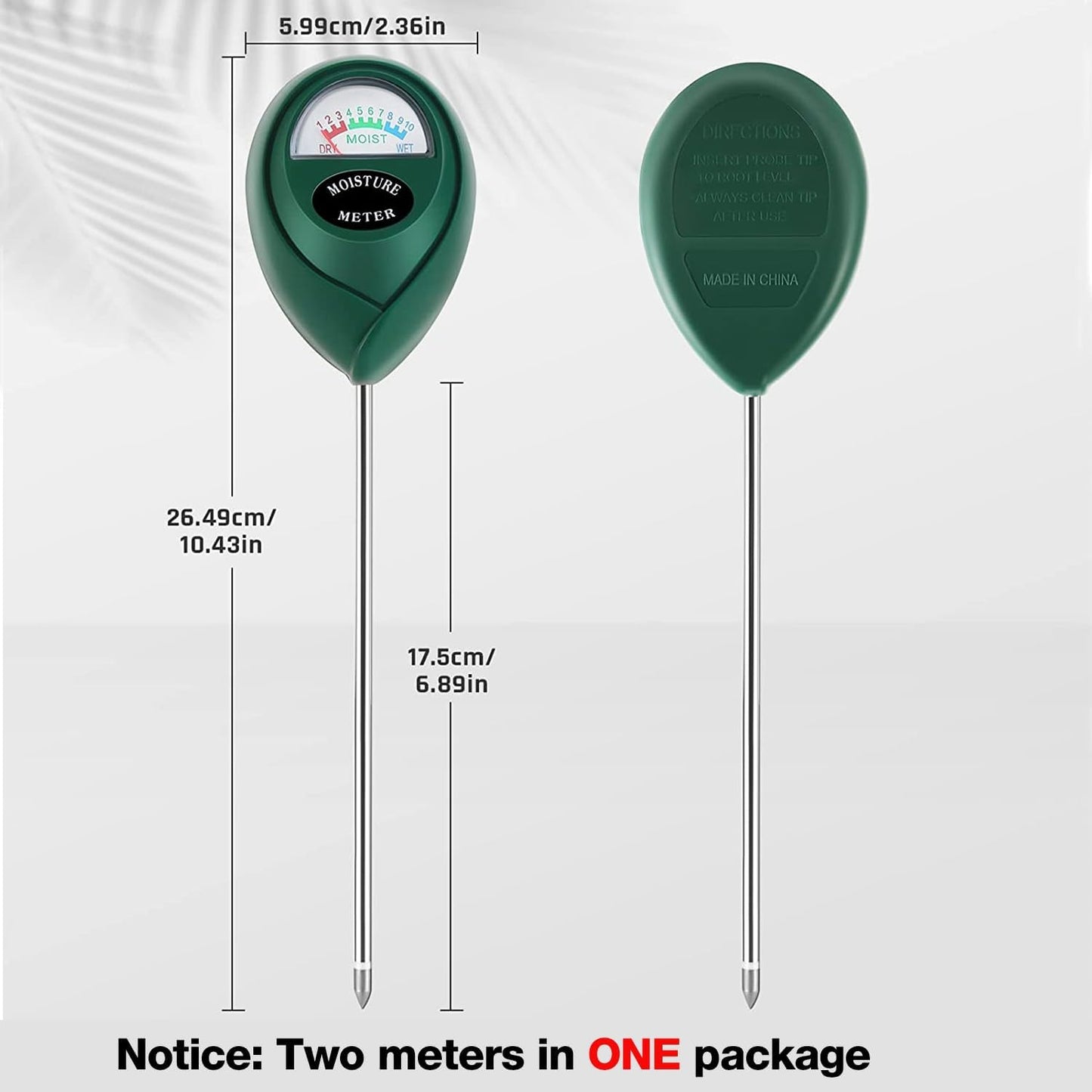 Skiennix Plant Moisture Meter - Accurate Soil Water Sensor for Indoor & Outdoor Use | No Batteries Required (Green & Black)