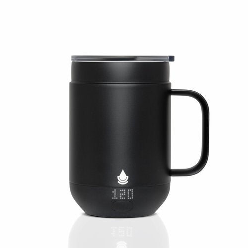 Ciups Heated Coffee Mug Rechargeable, 4-Hour Battery Life, LED Display, Temperature Control, Cup Warmer, Self-Heating Electric Coffee Mug, 16 ounces (Black)