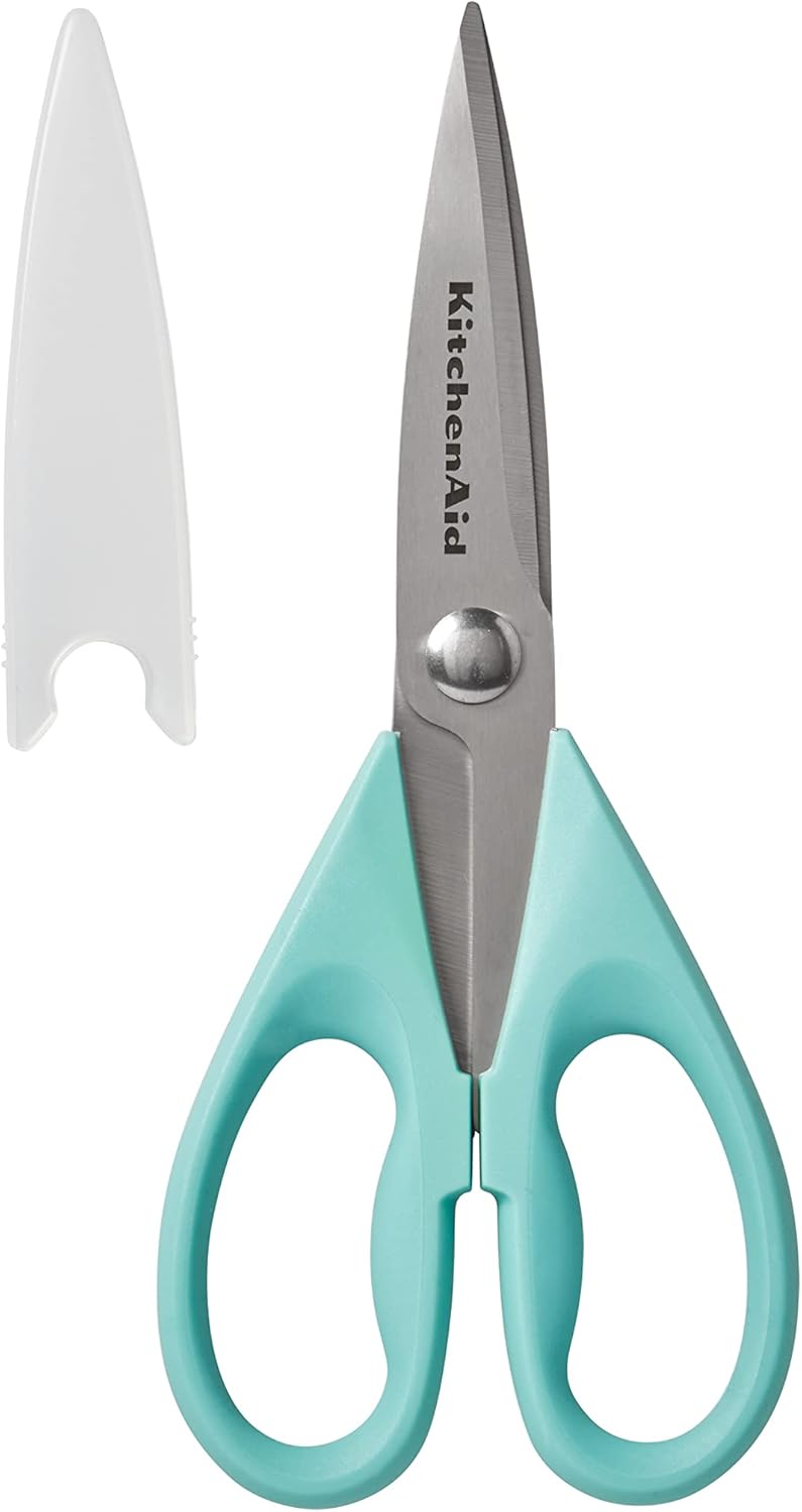 KitchenAid Kitchen Shears - Durable Stainless Steel Scissors with Soft Grip Handle | 8.72 Inch, Aqua Sky