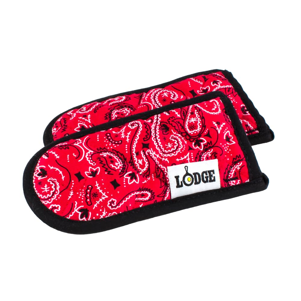 Lodge Fabric Hot Handle Holder (Pack of 2) - Machine Washable Hot Handle Holder Designed for Traditional Lodge Cast Iron Products - Reusable Heat Protection Up to 350° - Bandana