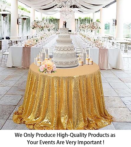 ShiDianYi 72-Inch Gold Sequin Round Tablecloth Glitter Party Overlay