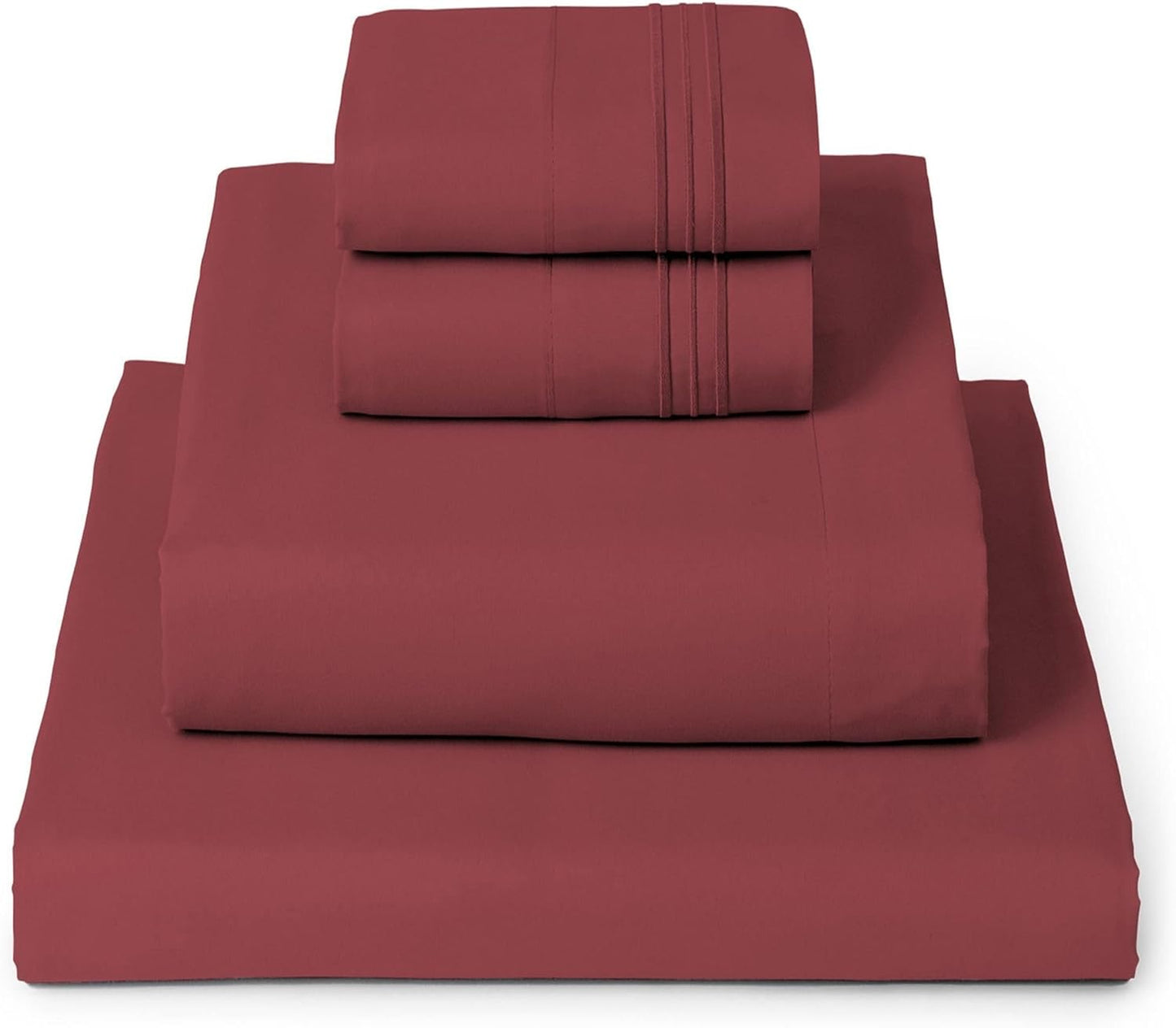 Mellanni King Sheets Set - Luxury 4-Piece Bedding Collection - Extra Soft, Cooling & Stain Resistant (Brick Red)