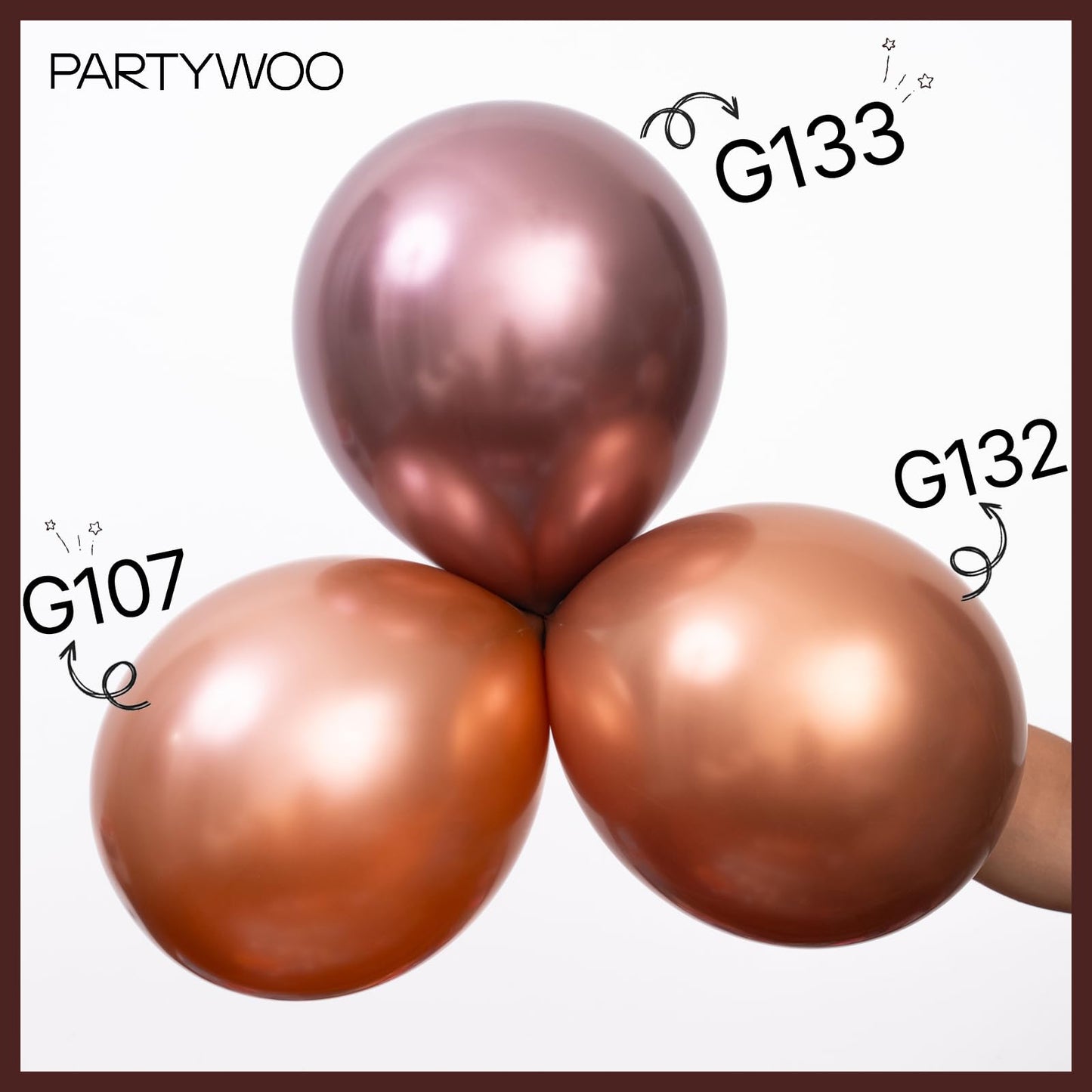 PartyWoo Copper Balloons 50pcs 12 Inch Bronze Metallic Brown Latex Helium Balloons for Graduation Boy Baby Shower Gender Reveal Bride Shower Wedding Anniversary Birthday Party Decorations Brown-G133