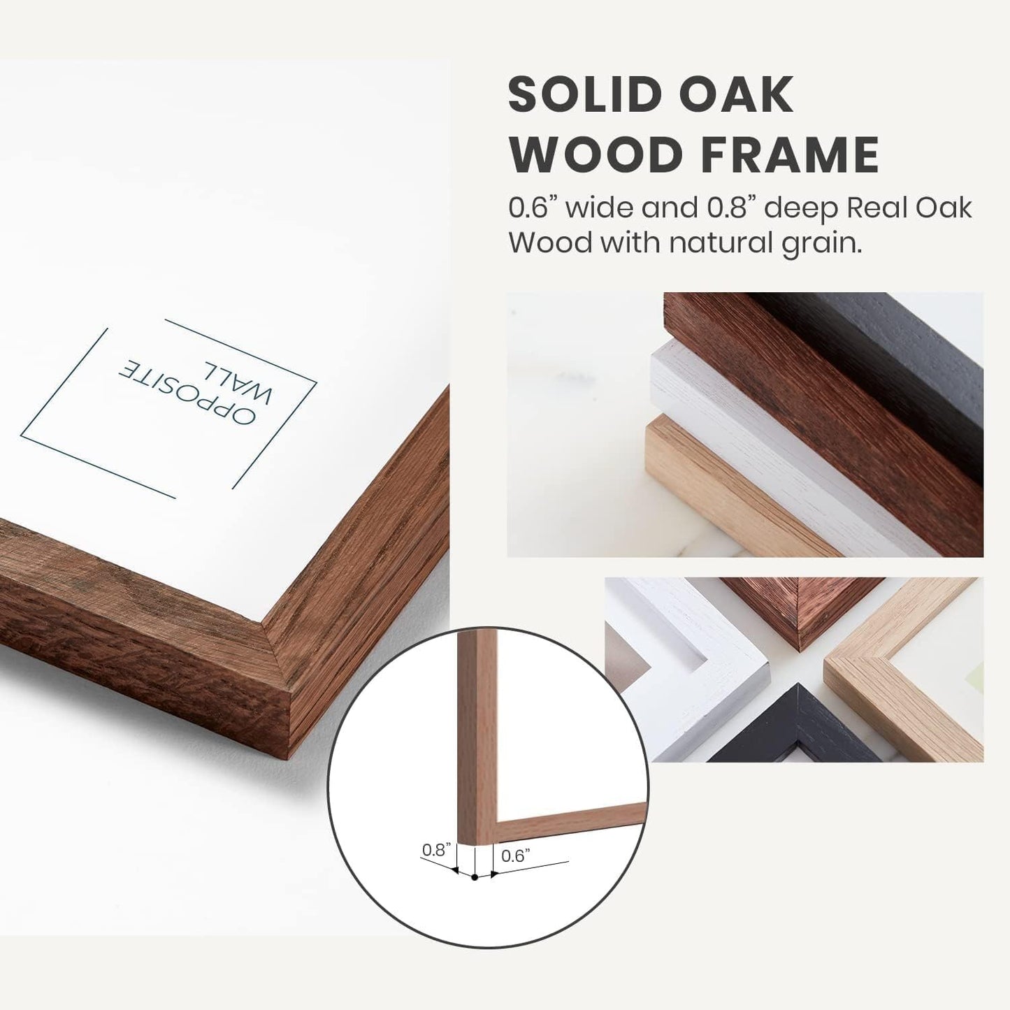 Opposite Wall - 16x20 in - Dark Solid Oak Wood Picture Frame - Lightweight, Versatile & Shatterproof - Wall Hanging Poster or Photo Frame - Wall Decor for Office, Gallery & Home - 2 Pack