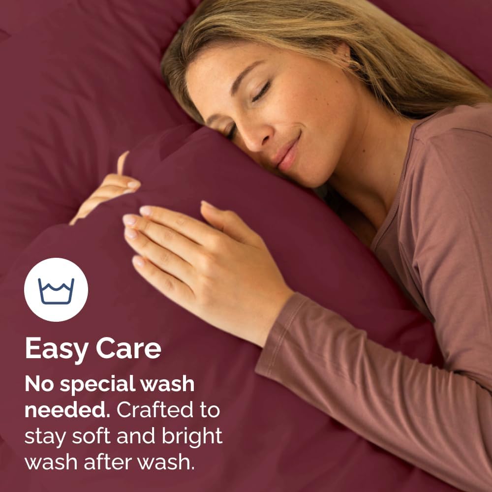 King Pillow Cases by Luxurious Living - Ultra Soft Hotel Quality - Wrinkle Free & Stain Resistant - 10 Pcs Set in Burgundy