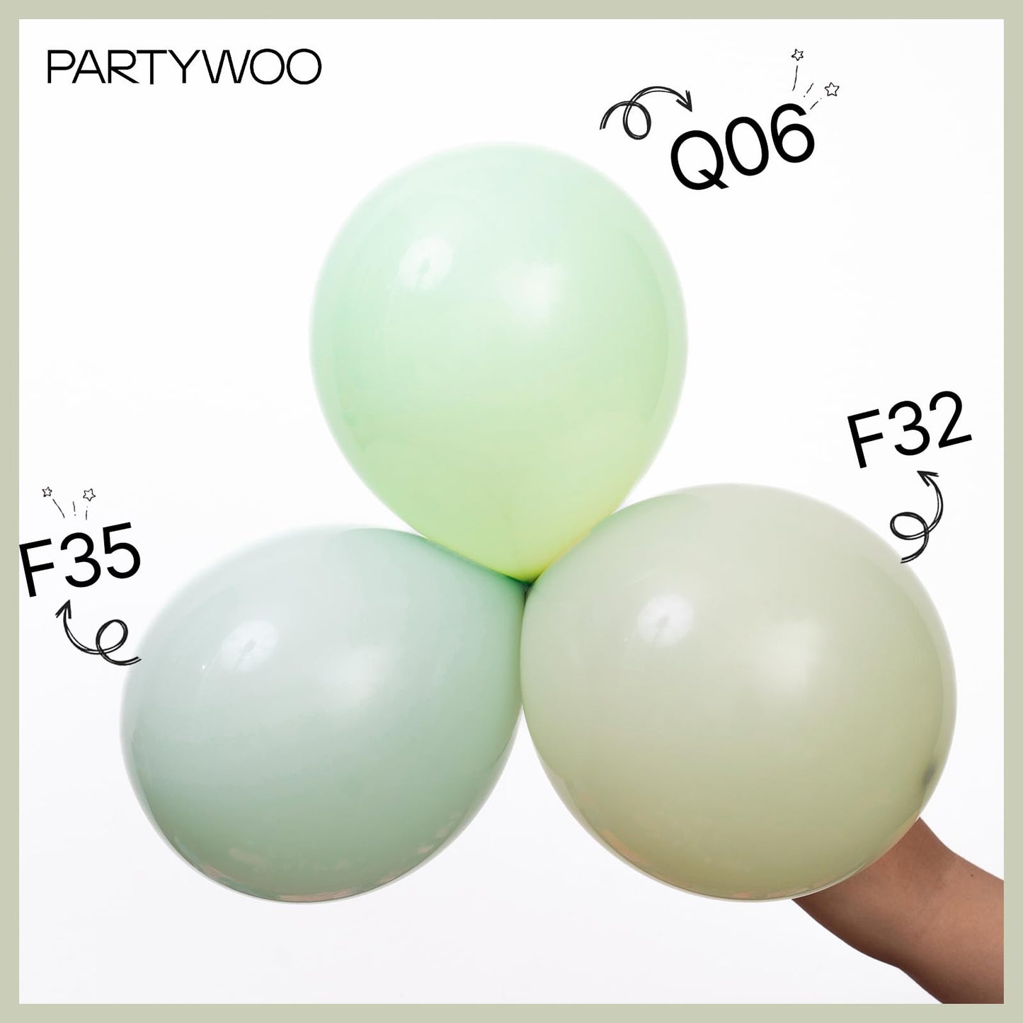 PartyWoo Sage Green Balloons 100pcs 12 Inch Boho Dusty Olive Green Latex Balloons for Birthday Baby Shower Graduation Engagement Wedding Dinosaur Jungle Golf Football Theme Party Decorations Green-F32