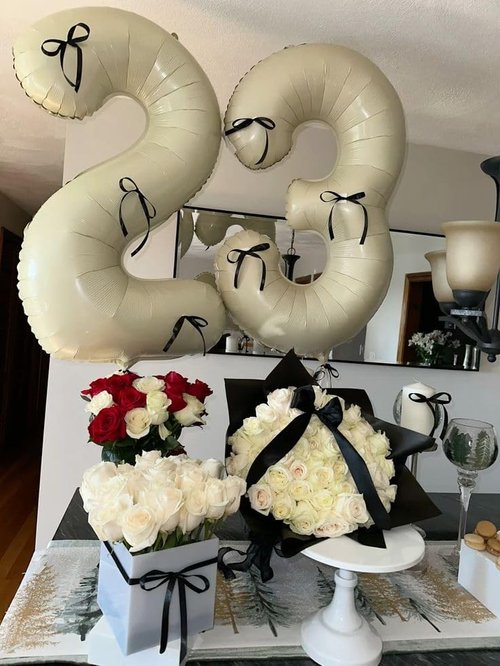 Big Foil 23 Number Balloon by [Brand Name] - 40 Inch Cream Birthday Decoration for Women | Perfect for 23rd Birthday, Weddings, and Graduations