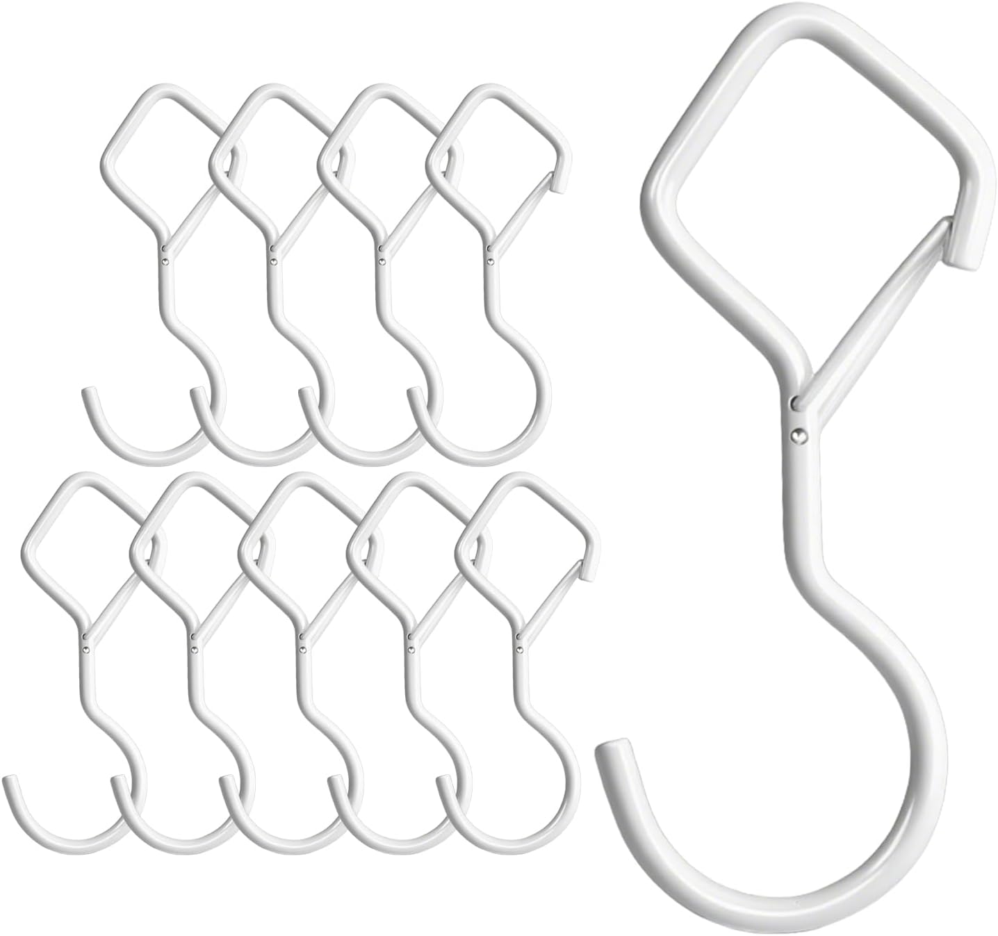 Skiennix Heavy Duty S Hooks - 4.72 Inch Metal Screw Hooks for Plants, Kitchen Utensils & Outdoor Storage | 10 Pack, White
