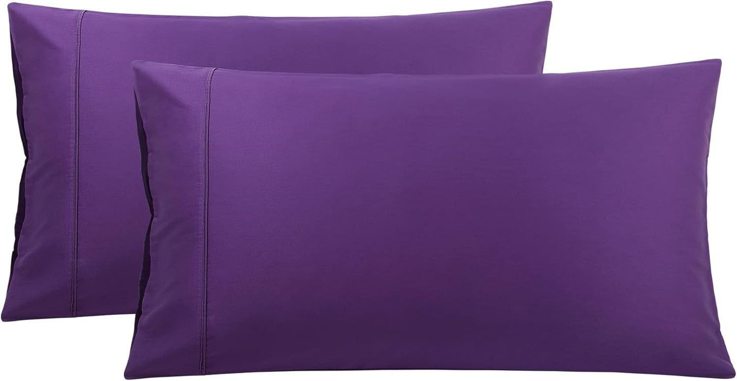 PiccoCasa Grape Pillow Cases - Super Soft 100% Cotton Bed Pillow Covers | Standard Size Set of 2 (20"x26")