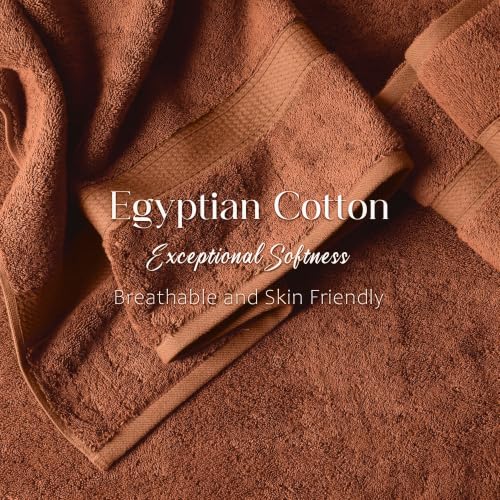 Rust Egyptian Cotton 6-Piece Towel Set - Plush & Absorbent, Modern Design