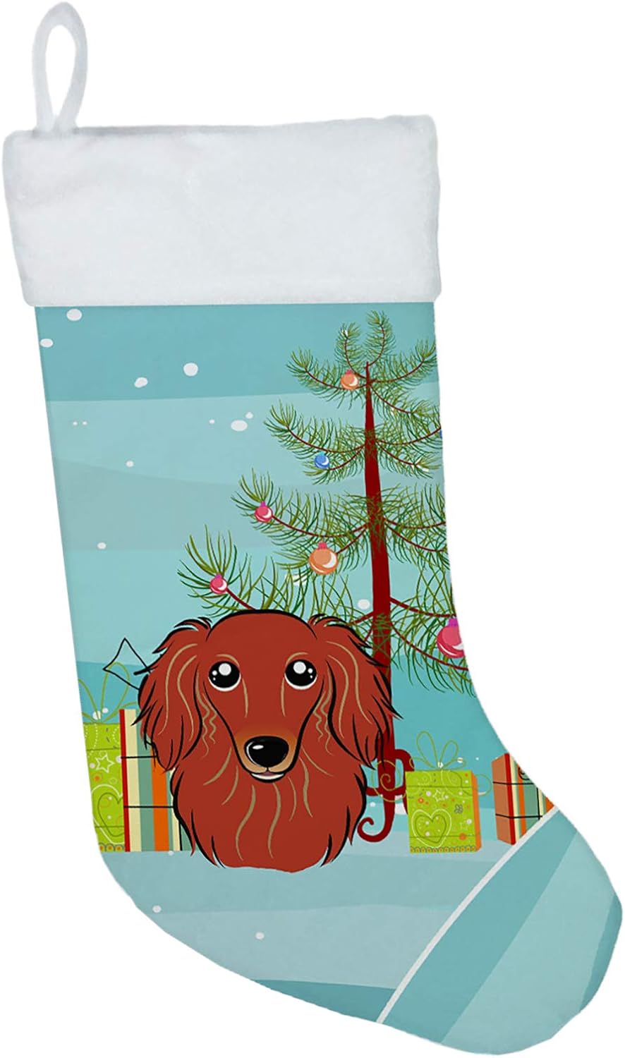 Shih Tzu Christmas Stocking - Chocolate Brown Dog Holiday Decor for Fireplace