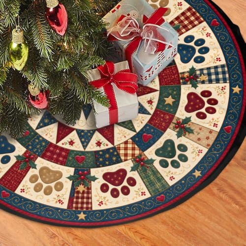 Medium Paw Christmas Tree Skirt 36 Inch Xmas Decor Not Quilted – Betyiwling