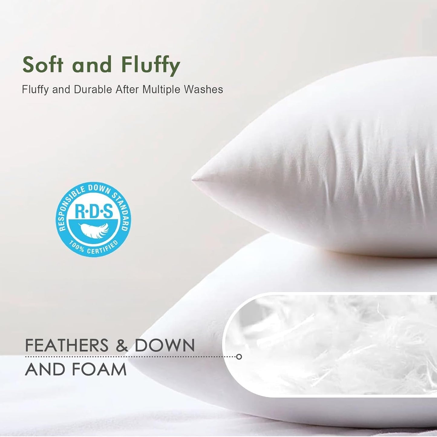 TOPGREEN Lumbar Pillow Insert - 100% Organic Cotton Shell, 14x36 Size, Perfect for Sofa or Bed (White)