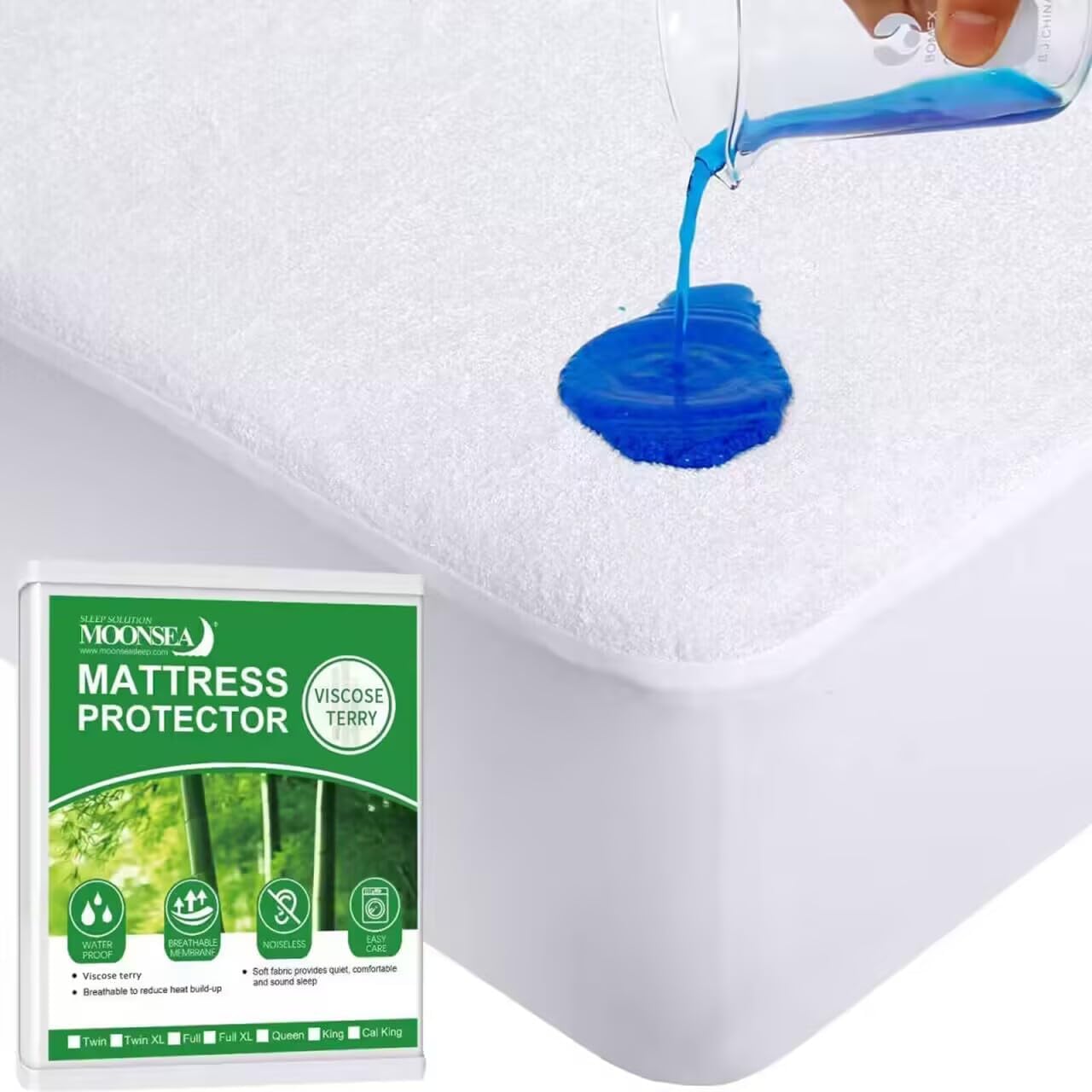Skiennix Twin XL Mattress Protector - Cooling Waterproof Viscose Terry | Soft, Noiseless, Deep Pocket Fits Up to 14 Inch