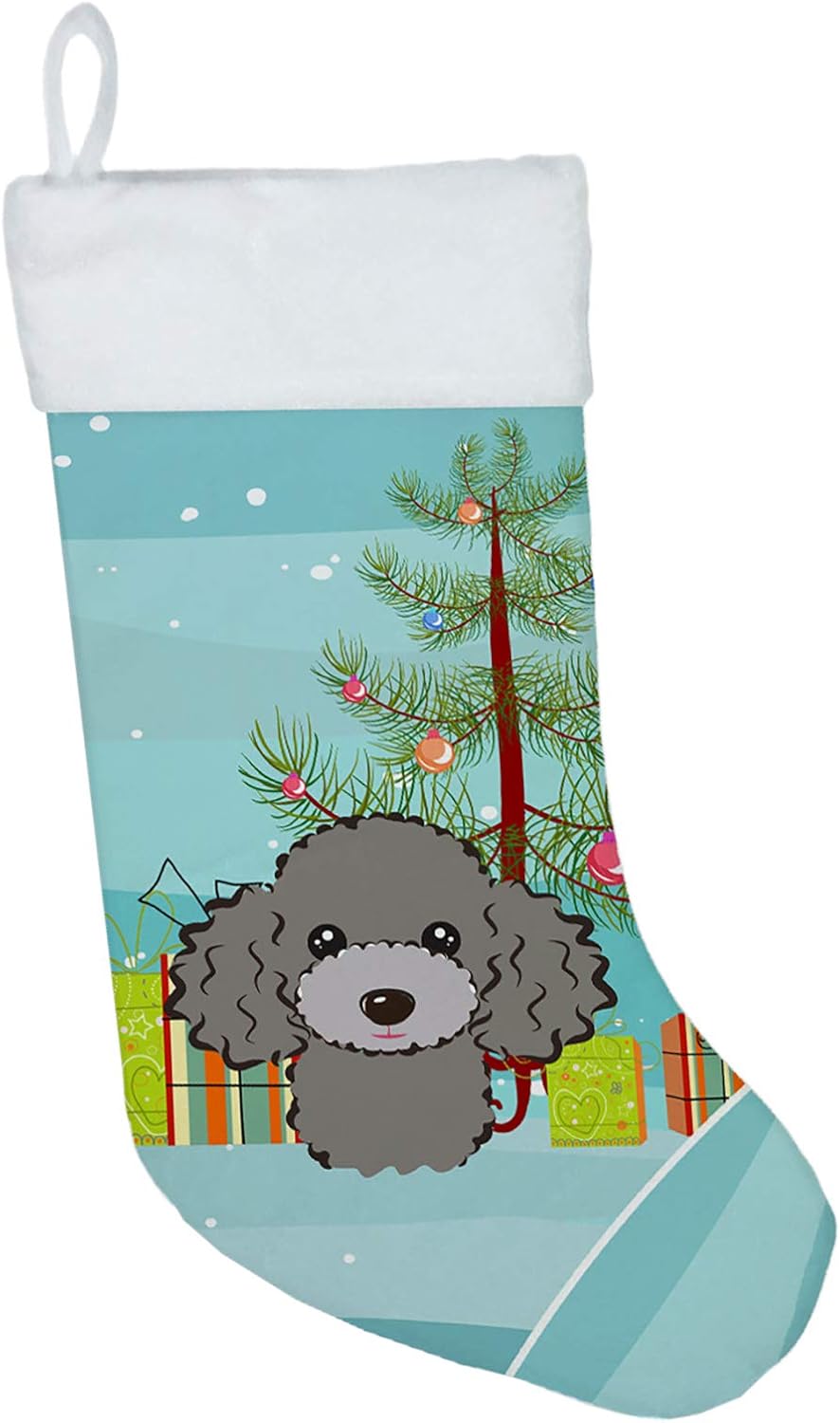 Shih Tzu Christmas Stocking - Chocolate Brown Dog Holiday Decor for Fireplace