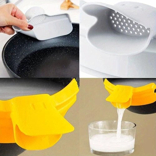 Anti-Spill Funnel - Duckbill Spout for Easy Pouring | Round Edge Liquid Guide in Yellow