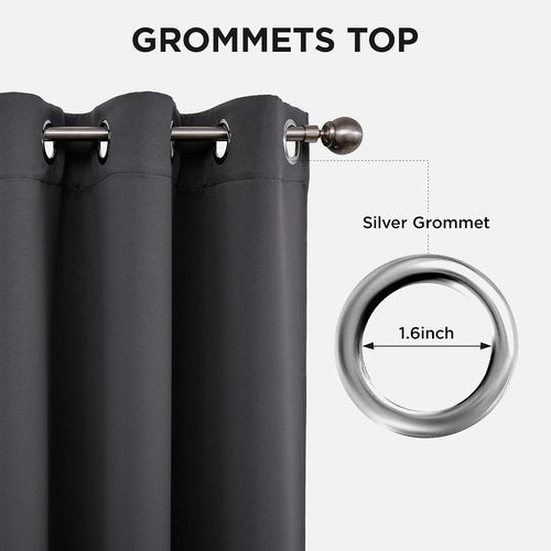 Joydeco Grey Blackout Curtains - 84 Inch Long Thermal Insulated Room Divider Drapes | Noise Reducing, 2 Panels