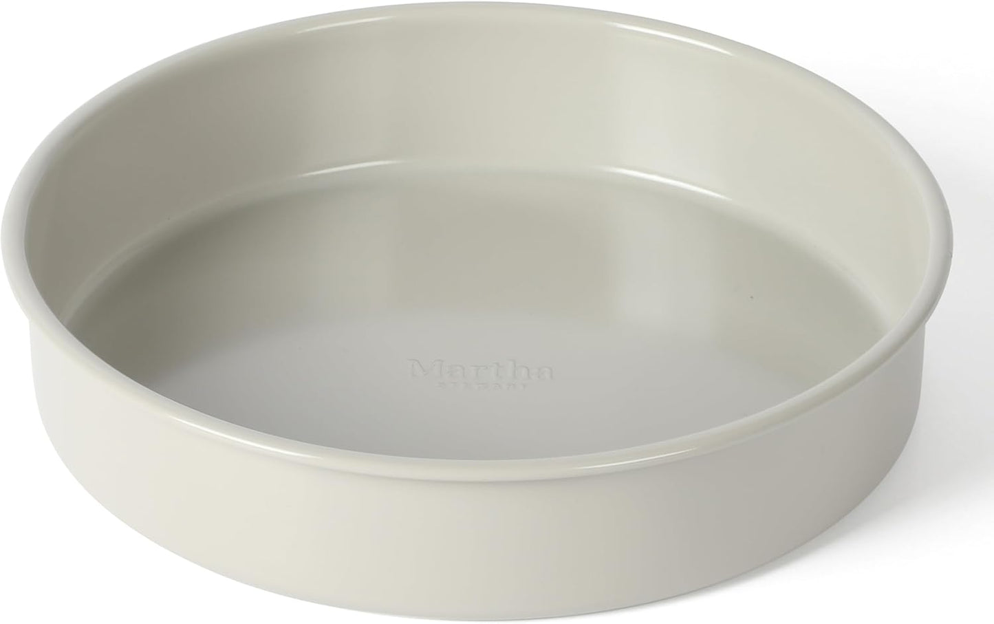 Martha Stewart Gallen 8-Inch Round Nonstick Cake Pan - Durable Carbon Steel for Even Baking, Cool Grey