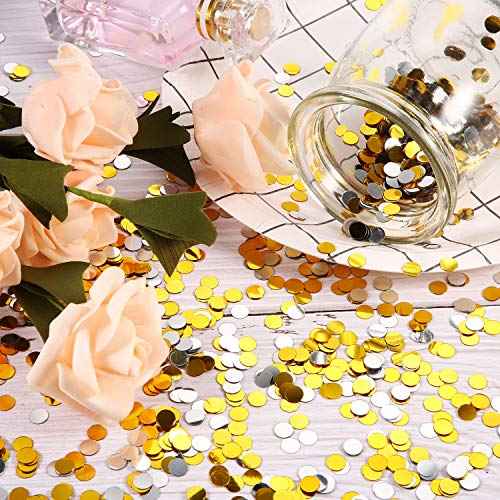3.5 oz Round Confetti Dots Glitter Confetti Circles 1/4 Inch Metallic Round Dots for Birthday Wedding Holiday Party Decoration Supplies(Silver and Gold)