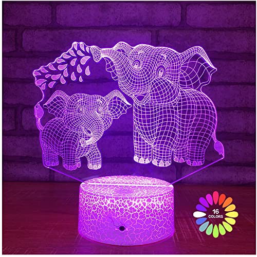 Elephant 3D Night Light for Kids 3D Lamp with 16 Colors Changing Remote Control Elephant Toys 10 9 3 5 2 8 1 7 6 4 Year Old Girls Women Baby Boys Gifts