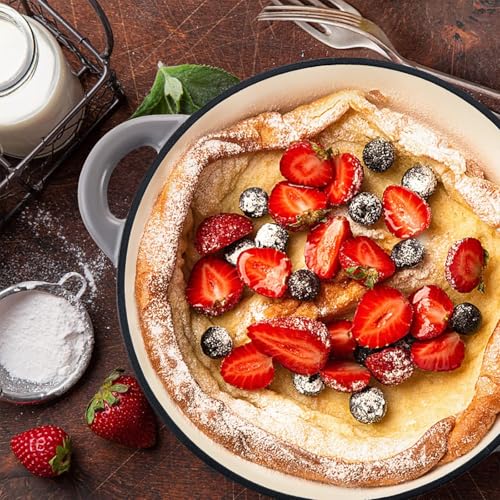 Miereirl 4.5 Quart Enameled Dutch Oven Pot with Lid, Cast Iron Dutch Oven with Dual Handles for Bread Baking, Cooking, Non-stick Enamel Coated Cookware (Beige)