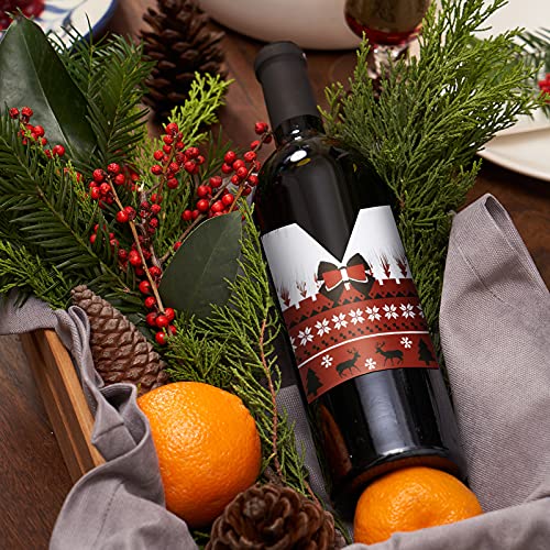 Zonon Christmas Sweater Style Wine Bottle Labels - Set of 54 Holiday Decor Stickers