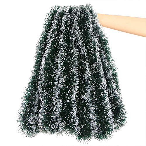 CCINEE 33FT Christmas Garland,Artificial Greenery Garland with Snow for Mantle Stair Fireplace Xmas Decoration