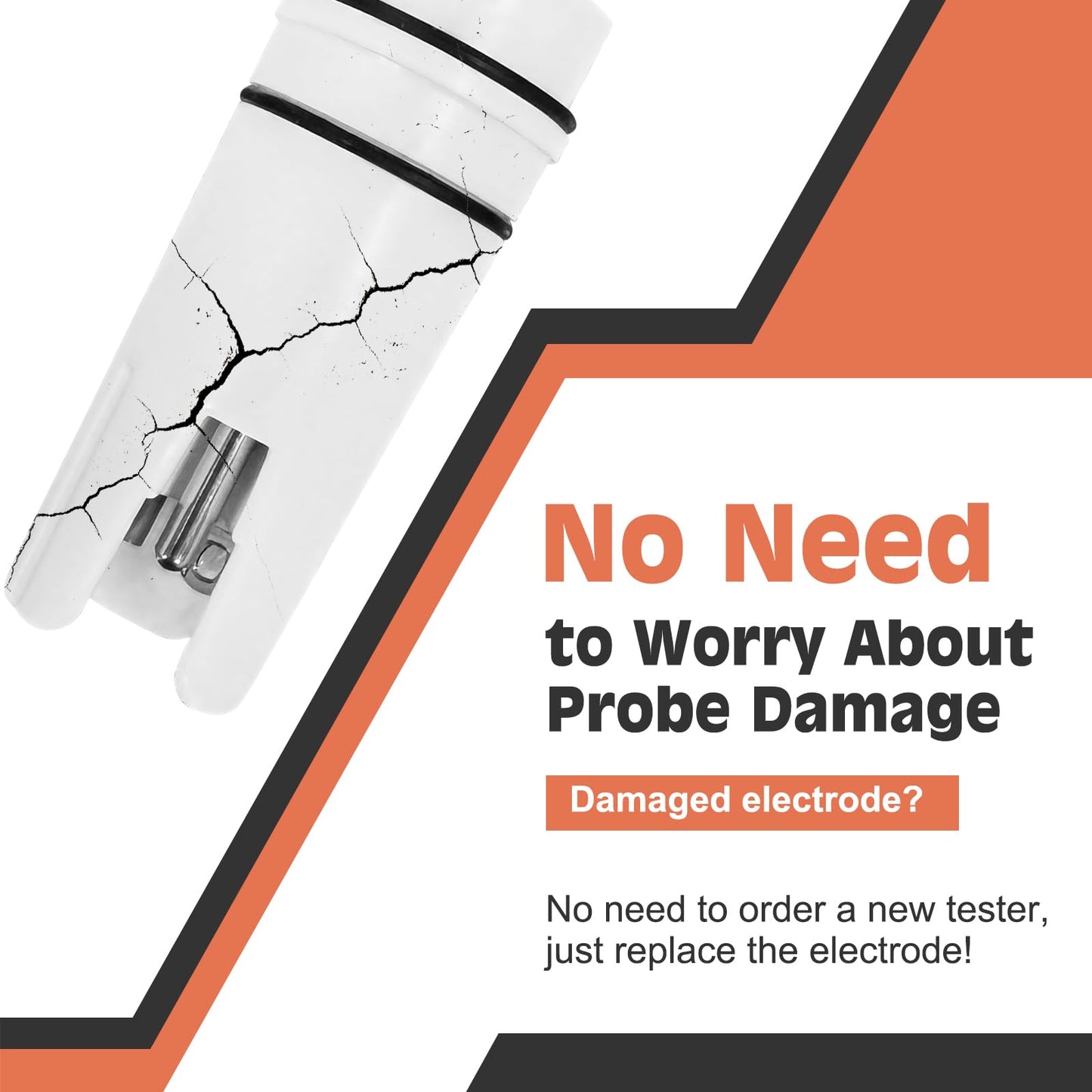 YINMIK Original Electrode for YK-T4,YK-T4P, YK-T5,YK-4,YK-4S, with EC Calibration solition 1413μS/cm &12.88mS/cm, 4.00,7.00,10.01 pH Calibration Buffer Powder, 2 * 10ml pH Probe Protection Liquids