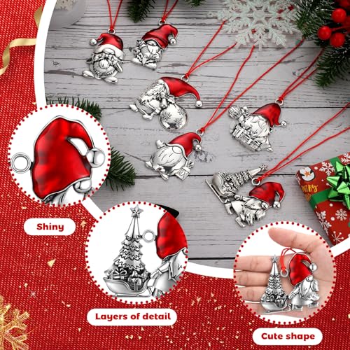 Sumind 6 Pcs Christmas Gnome Ornaments with Santa Hat Holiday Tree Decorations