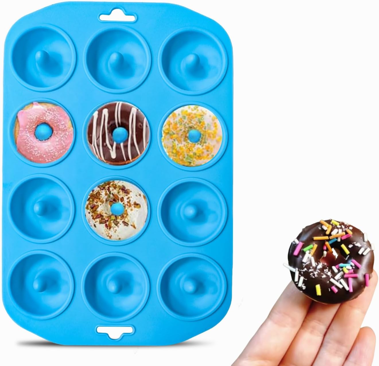Skiennix Silicone Donut Pan - 12 Hole Mini Donut Molds | Heat Resistant & Non-Stick, Dishwasher Safe