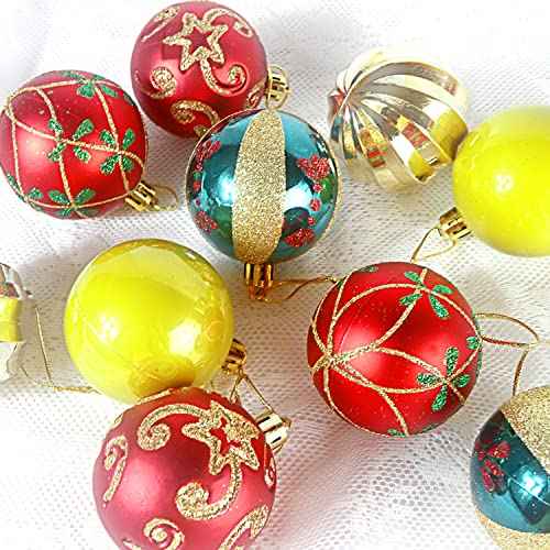 30PCS Christmas Balls Ornaments, Shatterproof Holiday Bulbs Festive Wedding Hanging Ornaments Christmas Tree Decoration (Green&Gold)