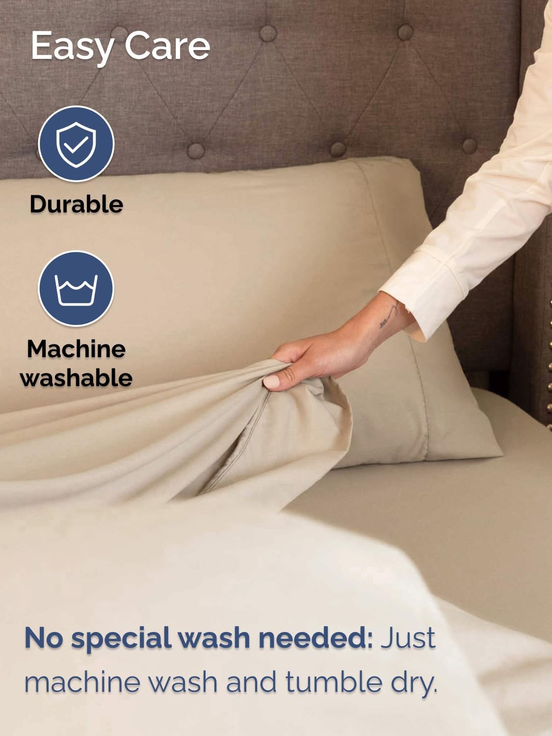 Skiennix Extra Deep Twin Sheet Set - 4-Piece Breathable Cooling Bedding - Soft, Wrinkle-Free Comfort - Cream