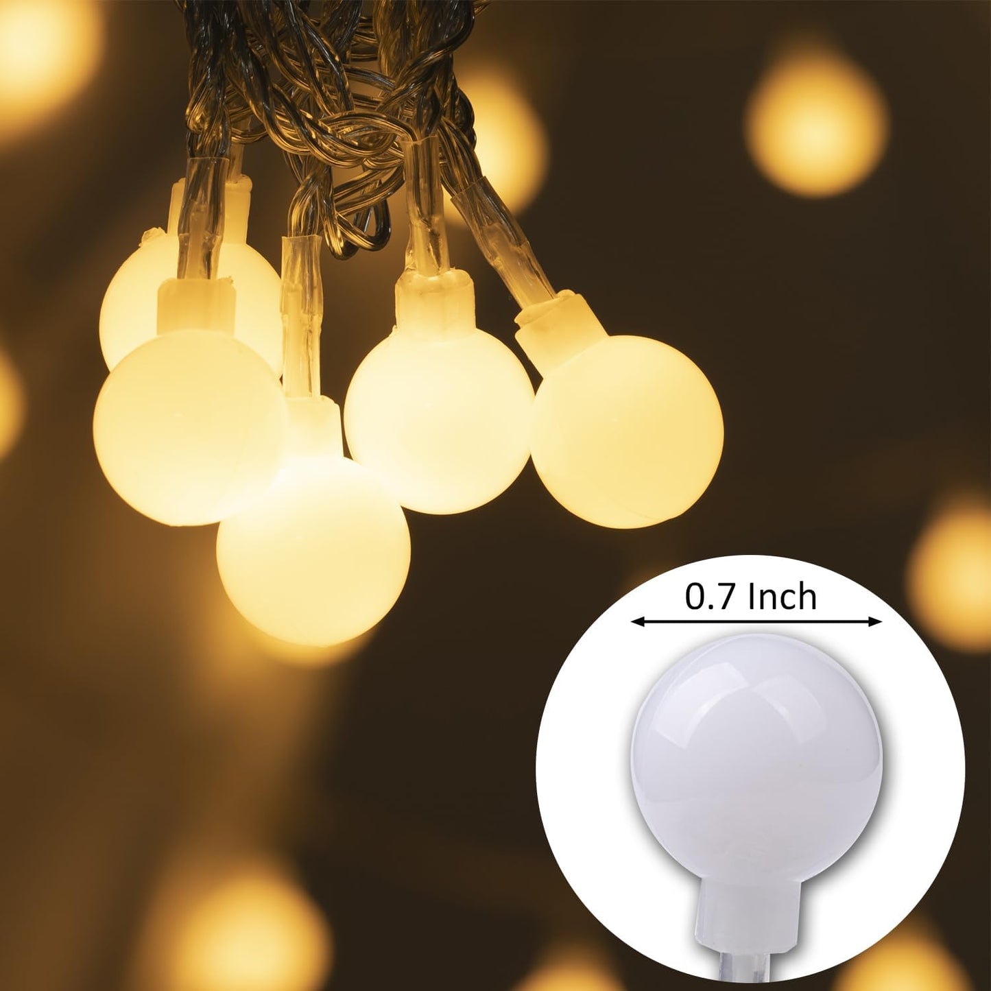 Ogrmar 100 LED Globe Ball String Lights - 49 Ft Fairy Lights with Remote & Timer for Indoor/Outdoor Decor | Warm White
