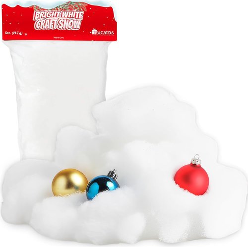 Eucatus Fake Snow Fluff Sheet - 15 Sq Ft Fluffy Cotton-Like Christmas Decoration for Mantle & Tabletop