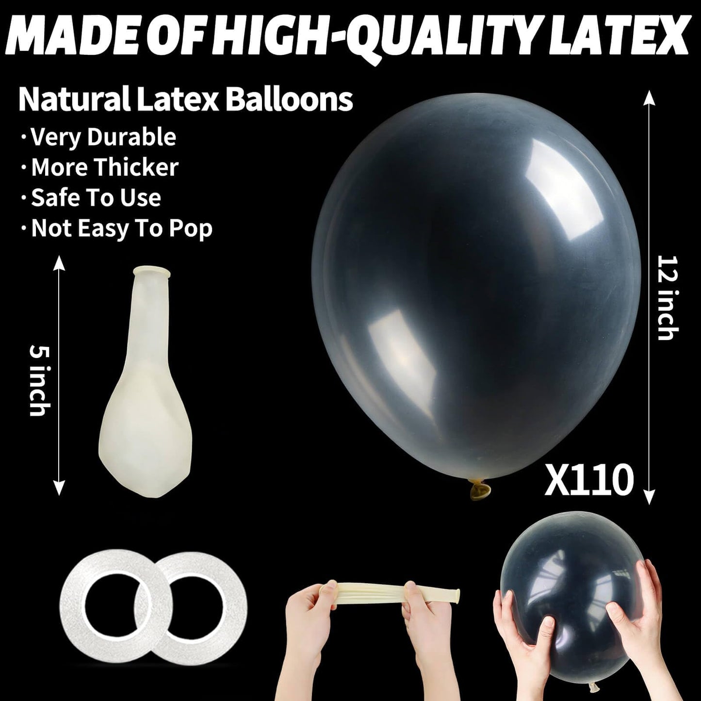 110pcs Clear Balloons, Clear Latex Balloons 12 inch, Transparent Balloon for Birthday Party Baby Shower Wedding(with 2 Ribbons)