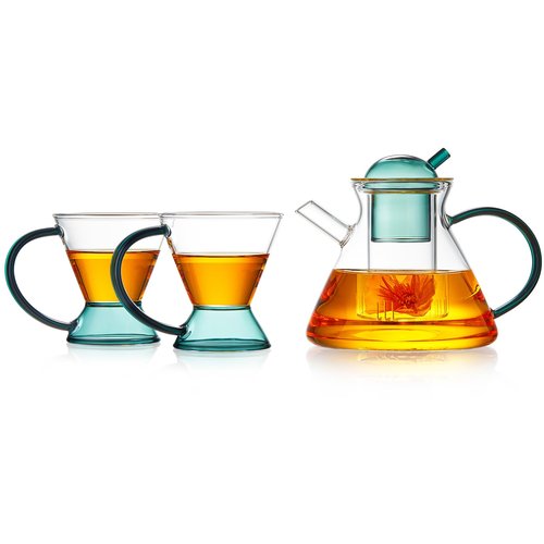 Glass Teapot Set, Glass Teapot Set With 2 Glass Cups, Tea Pots For Tea Party,Glass Tea Kettle Stovetop, Borosilicate Tea Pot With Infusers For Loose Tea, Tea Infuser Pot, Tea Maker.