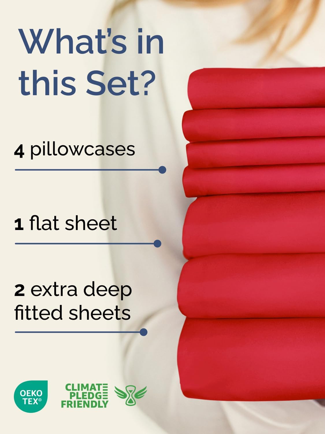 Skiennix Extra Deep Split King Sheet Set - 7 Piece Breathable Cooling Bedding - Luxurious Soft Red Sheets with Easy Secure Fit