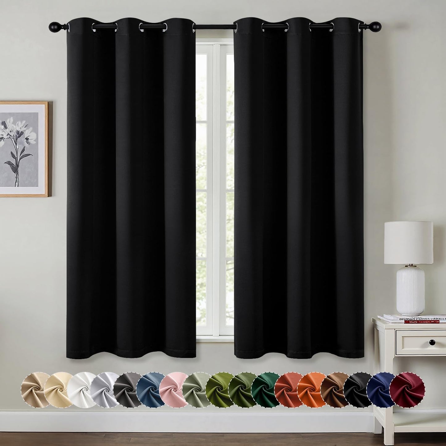 MIULEE Blackout Curtains - Thermal Insulated Room Darkening Drapes | 63-Inch Long, 2 Panels, Noise Reduction