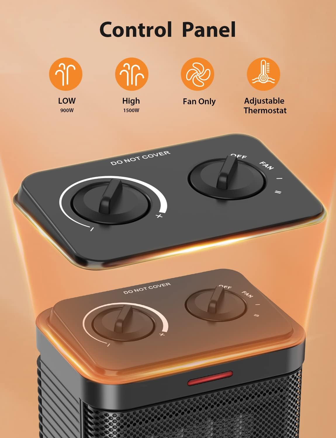 Skiennix 1500W PTC Ceramic Space Heater - Portable Indoor Heating with Thermostat & Safety Features